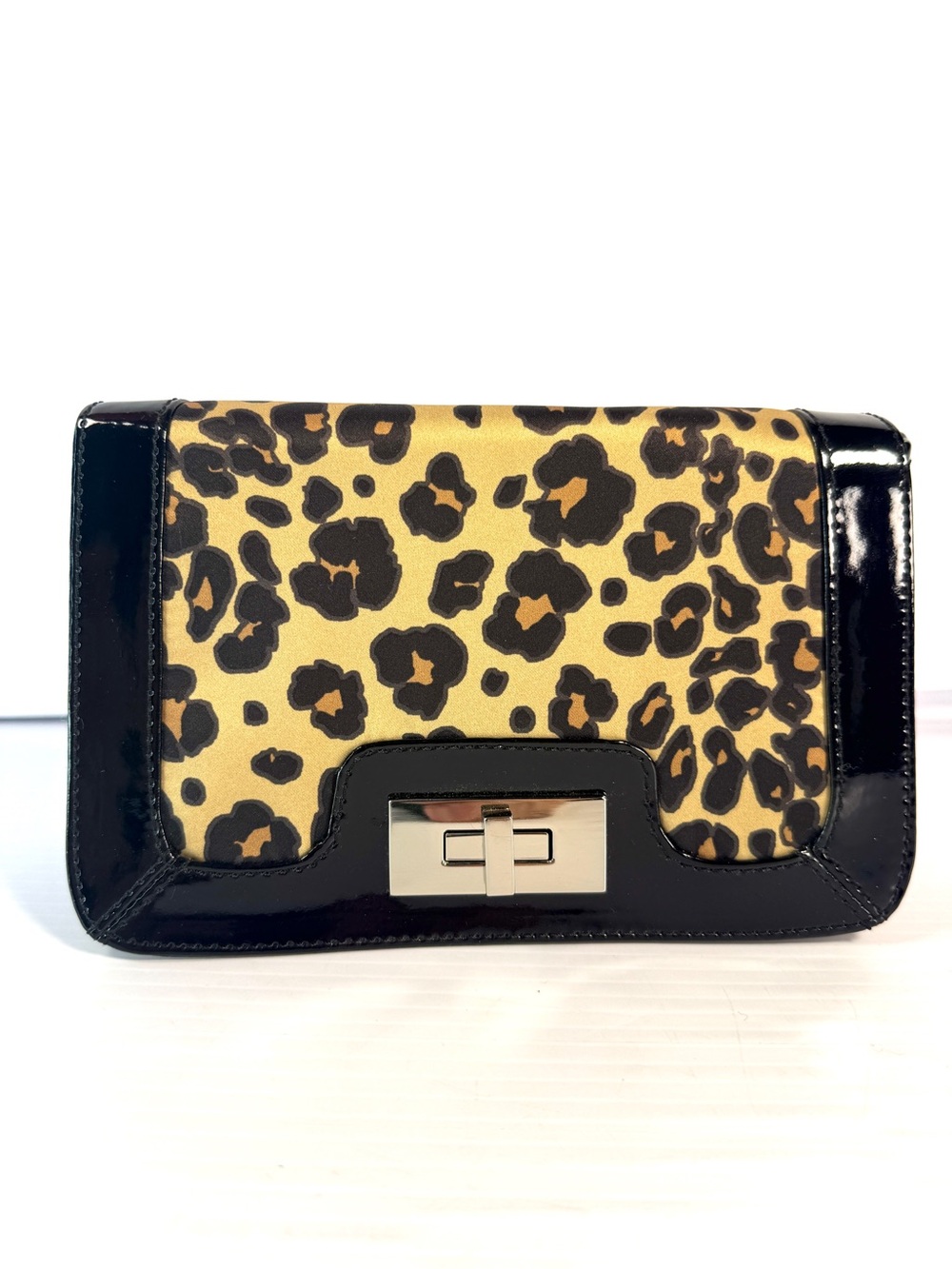 Liz Claiborne Black Patent & Leopard Print Clutch
